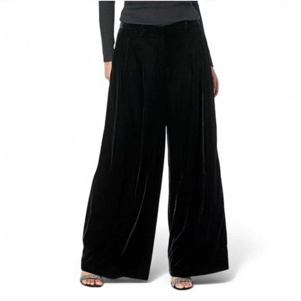 THEORY Black Drape Velvet 2 Low-Rise Pleated Pants ~NWT!!